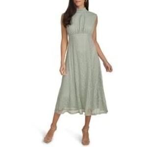 Calvin Klein Mock Neck Sleeveless‎ Lace A-Line Dress women's size 8 sage green
